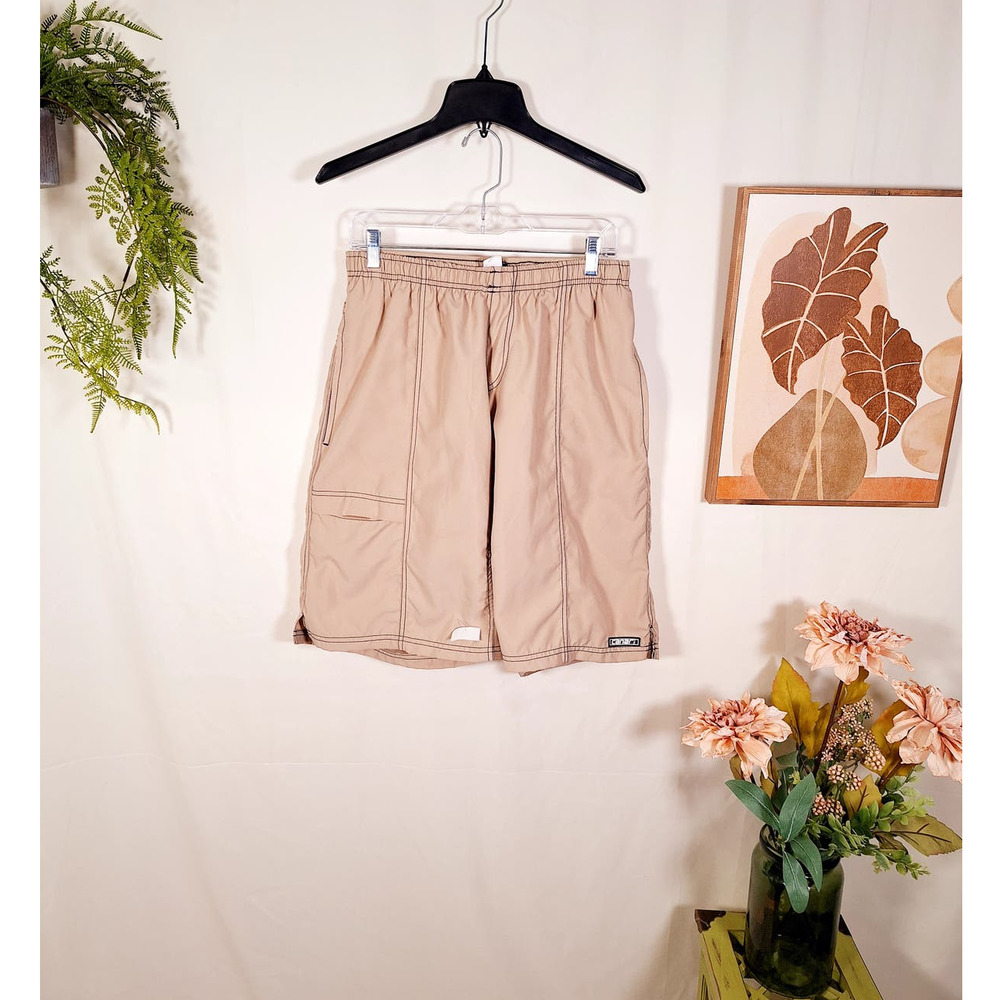 Canari Men's Padded Baggy Cycling Shorts Tan with Drawstring Large